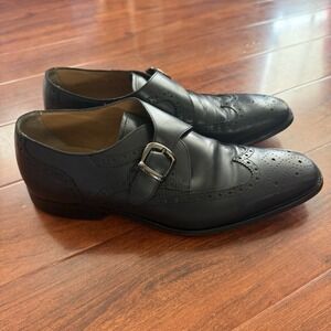 Florsheim Sabato Wingtip Monk Strap Black Leather Shoes Size 10 EEE